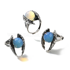 Регулируемые кольца с крыльями из натуральных и синтетических камней RJEW-K241-04AS