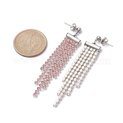 Серьги-кисточки со стеклянными цепочками и стразами EJEW-JE05473