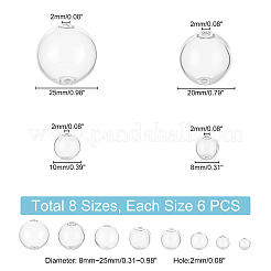 48 шт. 8-х видов бусины-шарики из дутого стекла ручной работы с двумя отверстиями FIND-PH0004-61