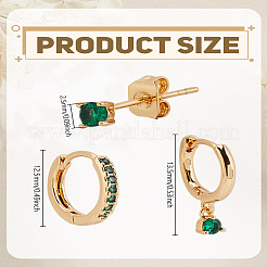 1 комплект серег-колец и гвоздиков из латуни со стразами&nbsp;EJEW-LP0004-63