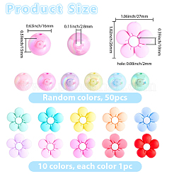 10 шт. 10 вида силиконовых бусин с цветочной тематикой&nbsp;SIL-BM0001-04