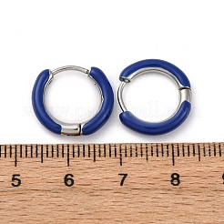 Массивные серьги-кольца Huggie Hoop из двухцветной нержавеющей стали 304 с эмалью для женщин&nbsp;EJEW-C043-11-12P