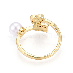 Латунные кольца-манжеты с микропаве и прозрачным цирконием для женщин KK-T074-02G