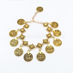 Браслеты на ногу в стиле бохо с кисточками из сплава в виде монет и цветов FS-WGE8569-01