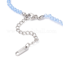 6 шт. ожерелья из двухцветных стеклянных граненых бусин-ронделей с цепочками на концах из нержавеющей стали 304 NJEW-JN05494