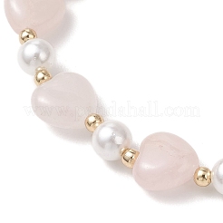 Эластичные браслеты из натуральных и синтетических драгоценных камней: сердца и жемчужные бусины в форме ракушек.&nbsp;BJEW-JB13413