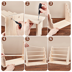 4-уровневый держатель органайзера для сережек из дерева EDIS-WH0031-05B