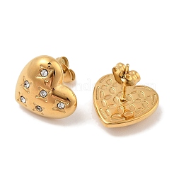 Серьги-гвоздики в форме сердца из нержавеющей стали 304 с ионным покрытием (IP)&nbsp;EJEW-C099-15M