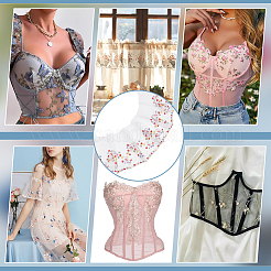 2 ярд полиэстеровой и нейлоновой кружевной сетчатой ленты с цветочной вышивкой OCOR-BC0006-86