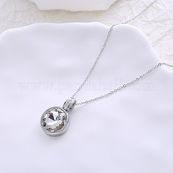 Нержавеющая сталь паве прозрачные кубические цирконии плоские круглые подвески ожерелья для унисекс UI2197