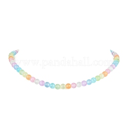 Ожерелье из круглых бусин из окрашенного натурального селенита с застежками из нержавеющей стали 304 NJEW-JN04409