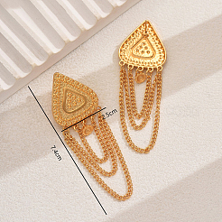 Серьги-гвоздики из сплава с подвеской в виде треугольника и цепочки&nbsp;KQ5554