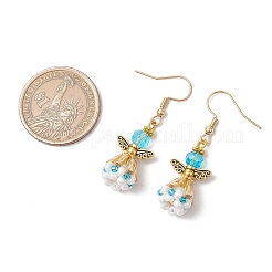 Серьги-подвески из стеклянных бусин ручной работы в виде ангела для женщин&nbsp;EJEW-MZ00395-05