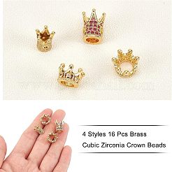16 шт. 4 латунных кубических циркониевых бусин&nbsp;KK-NB0001-53