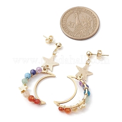 Серьги-гвоздики с подвесками и драгоценными камнями 7 чакры EJEW-TA00505