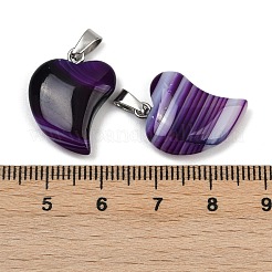 Ожерелья с подвеской в виде сердца из окрашенного натурального полосатого агата&nbsp;NJEW-G166-01B