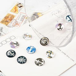 Шлем и якорные напечатаны стеклянные кабошоны&nbsp;X-GGLA-A002-12mm-WW