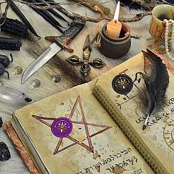 Латунная восковая печать штамп с ручкой&nbsp;AJEW-WH0184-0998