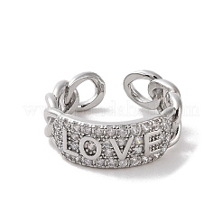 Открытые манжеты из латуни с микропаве кубический цирконий RJEW-K263-13P