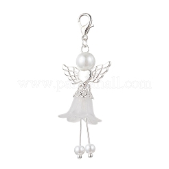 Подвеска в виде ангела из матового акрила и стеклянного жемчуга HJEW-JM03482-01