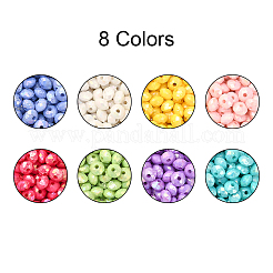 800шт 8 цвета непрозрачные акриловые бусины&nbsp;MACR-CJ0001-28