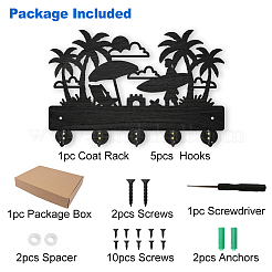 Настенные вешалки из дерева и железа&nbsp;HJEW-WH0055-063