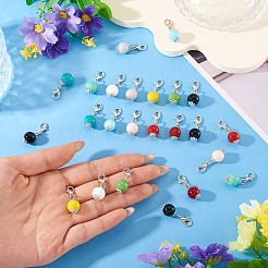 24 шт. 12-х цветный круглый стеклянный подвесной декор HJEW-TAC0100