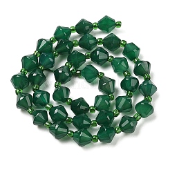 Натуральный зеленый бисер пряди оникс Агат G-NH0001-F01-01A