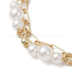 Многорядные браслеты из цепочек-скрепок из АБС-пластика с имитацией жемчуга и латуни для женщин BJEW-JB12889