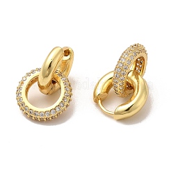 Серьга-кольцо из латуни с микропаве из кубического циркония&nbsp;EJEW-C057-03G
