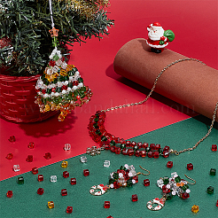 300 шт. 6-х цветные прозрачные стеклянные бусины с рождественской тематикой GLAA-PH0003-53