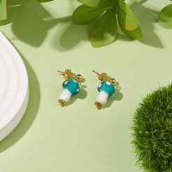 Серьги-гвоздики с подвесками в виде грибов ручной работы лэмпворк&nbsp;EJEW-JE04928