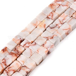 Бусы из натурального красного камня G-T139-6x6-07A