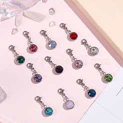 12 шт. 12-х цветные подвески из нержавеющей стали 304 со стразами&nbsp;STAS-BBC0007-19