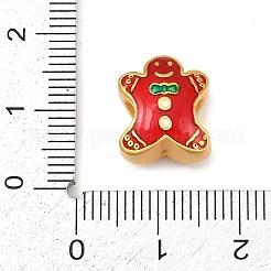 Рождественские латунные эмалевые европейские бусины&nbsp;KK-F922-03C-G