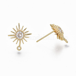 Серьги-гвоздики с микропрозрачным кубическим цирконием из латуни&nbsp;X-KK-R132-064-NF