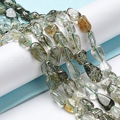 Нити бусин из натурального зеленого рутилированного кварца&nbsp;G-I351-A09