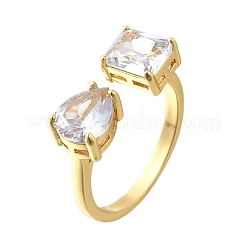 Манжеты из латуни с микро паве кубический цирконий для женщин&nbsp;RJEW-F181-08G-01