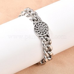 Браслеты из нержавеющей стали 304 с плоским круглым сердечником и символом солнца&nbsp;BJEW-D379-08ASP