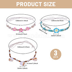 3 шт. 3 стиля регулируемая повязка на шляпу из вощеной веревки AJEW-CA0004-89