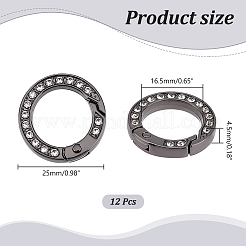12 шт. кольцо пружинного затвора из сплава со стразами&nbsp;FIND-UN0003-37B