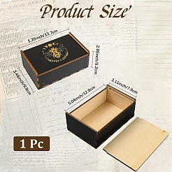 Прямоугольные гравированные фанерные деревянные коробки для хранения таро с раздвижной крышкой&nbsp;CON-WH20008-10C