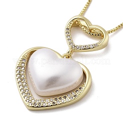 Женские кулоны в виде двойного сердца из латуни с микропаве из прозрачного кубического циркония и пластика NJEW-D305-01G