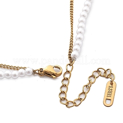 Ионное покрытие (ip) 304 нержавеющая сталь и пластиковые жемчужные бусины двухслойные ожерелья NJEW-P320-25G