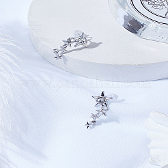 1 пара висячих серег-гвоздиков со звездным сплавом и кристаллами из горного хрусталя для женщин&nbsp;EJEW-LP0003-79