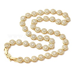 Женские цепочки из латуни с микропаве из прозрачных кубических цирконий и плоскими круглыми звеньями&nbsp;NJEW-B157-18G