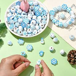 100 шт. 14 стиля Хэллоуин Рождество тематика деревянные европейские бусины WOOD-CJ0002-41