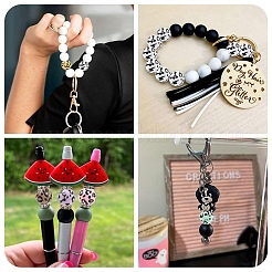 35 шт. двухцветные непрозрачные акриловые бусины с принтом&nbsp;OACR-YW0004-51