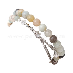 2 шт. 2 стильных эластичных браслета из натурального амазонита&nbsp;BJEW-JB10091-01