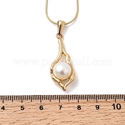 Ожерелья с подвеской в форме ракушки из нержавеющей стали 304 с акриловым жемчугом NJEW-G184-01G